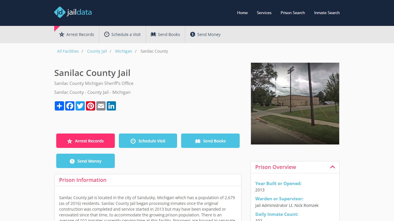 Sanilac County Jail Inmate Search and Prisoner Info - Sandusky, MI